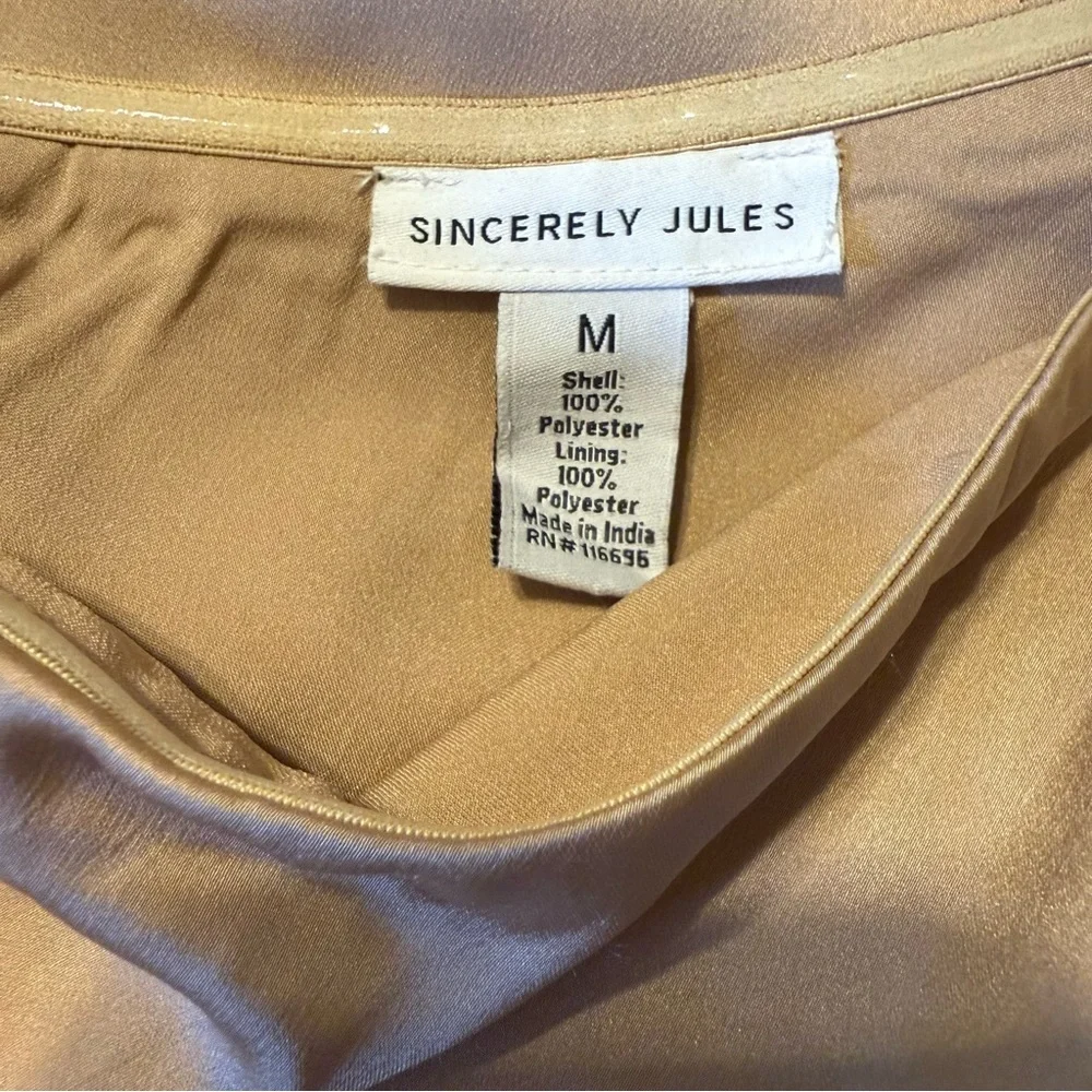 Sincerely Jules Satin One Shoulder Midi Dress Champagne Wedding Guest Medium - Picture 2 of 7
